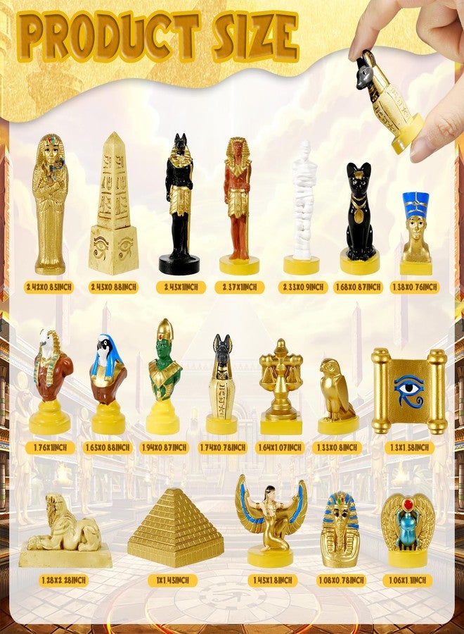 Pamonrueer 19 Pcs Egyptian Figurines Set Ancient Egypt Ancient Egyptian Decor Pyramid Mummy Pharaoh Anubis Statue Egyptian Decor Egyptian Gods for Home Decor - Image 2